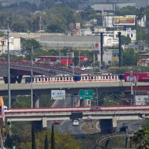 Streets of Monterrey with its metro train